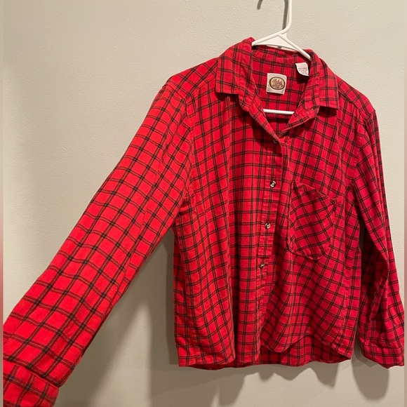 Picket and Post Vintage Cotton Button Up Red Plaid Flannel Size Medium - Picture 2 of 6